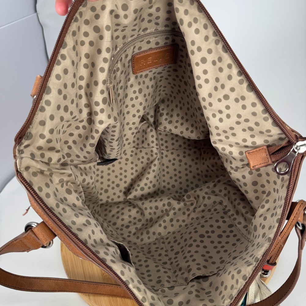Relic Floral‎ Canvas Shoulder Bag Brown Faux Leather Trim RLH4429 Multicolor - Picture 9 of 13